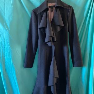 Long dress wool/nylon ruffle coat